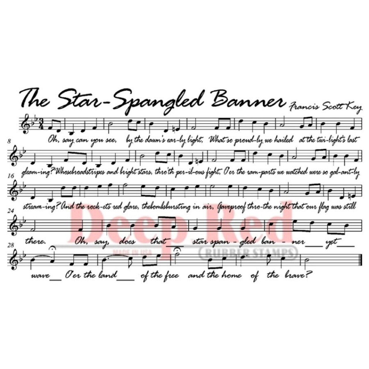 Deep Red Stamps Star Spangled Banner Rubber Cling Stamp 3 x 1.5 inches